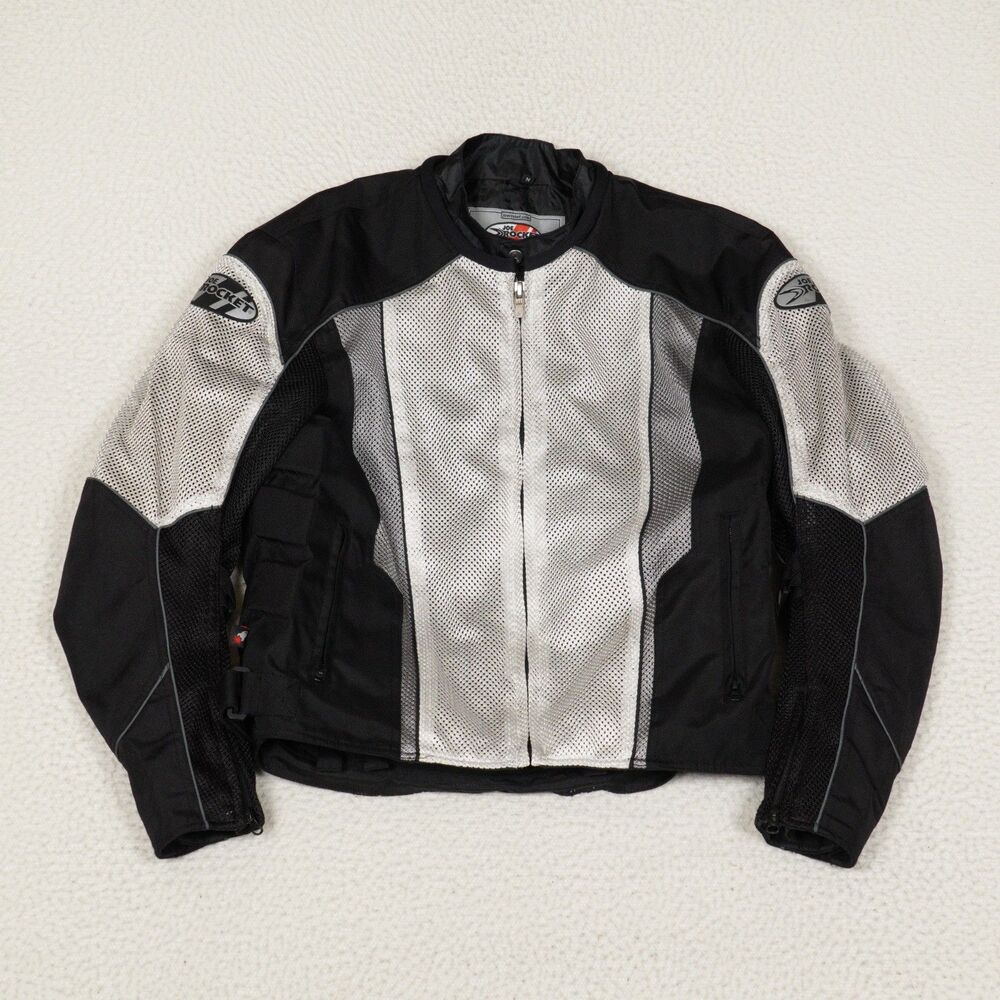 Joe Rocket Phoenix Mesh Motorcycle Jacket Mens Medium Black White Panels Liner
